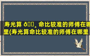 寿光算 🌸 命比较准的师傅在哪里(寿光算命比较准的师傅在哪里啊)